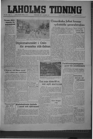 Förstasidan, Torsdag 5 oktober 1950