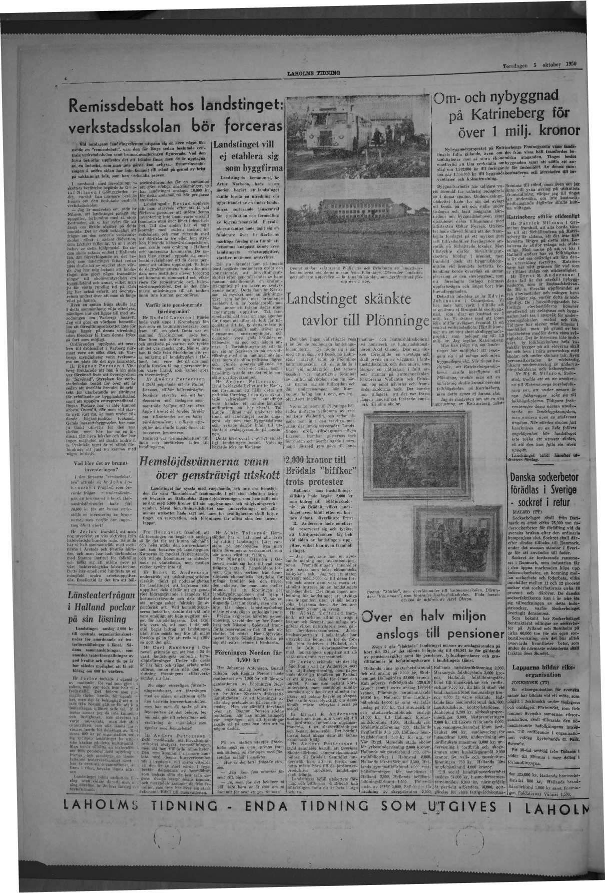 Laholms Tidning Torsdag 5 oktober 1950, sida 4