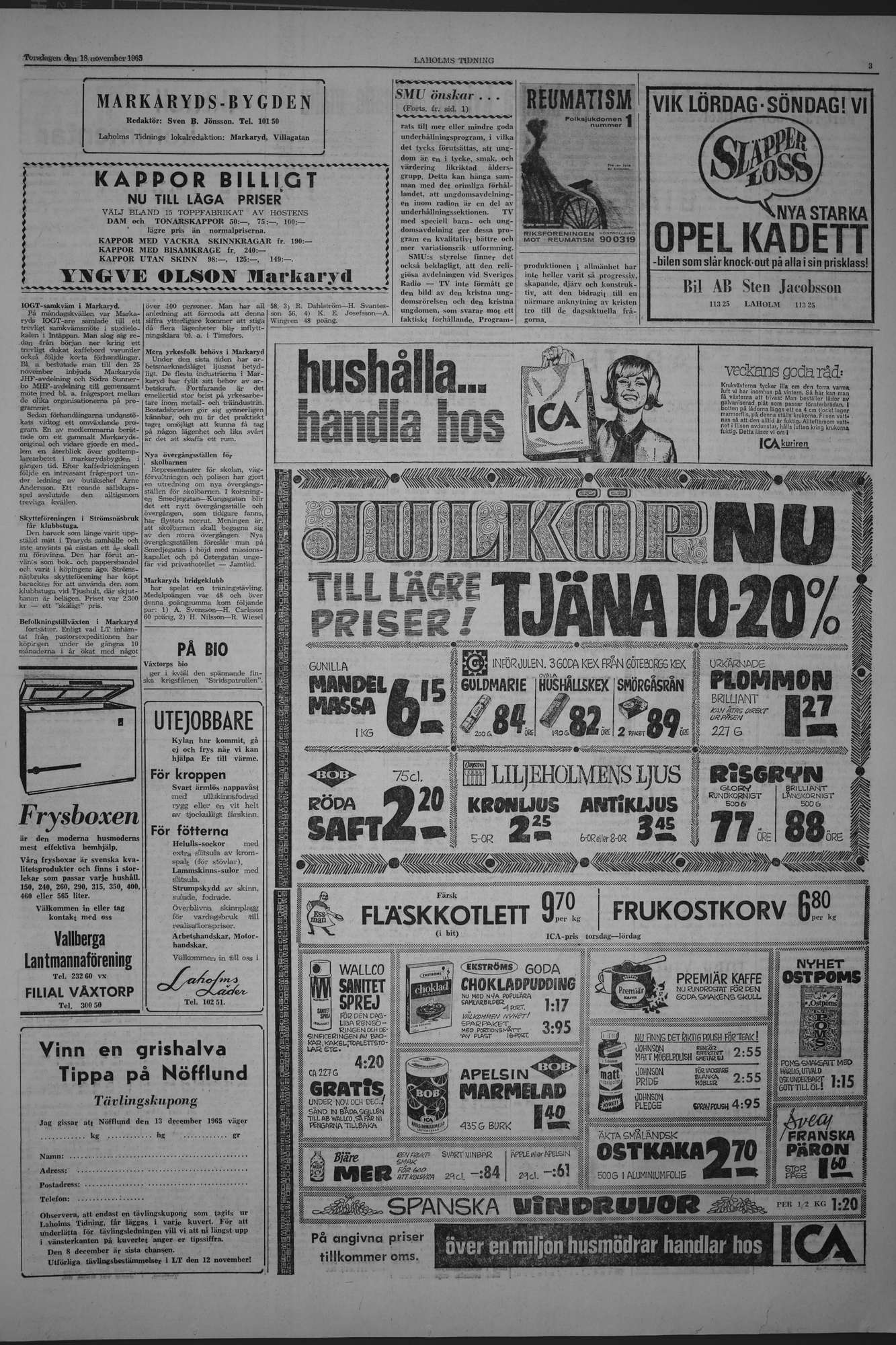 Laholms Tidning Torsdag 18 november 1965, sida 3
