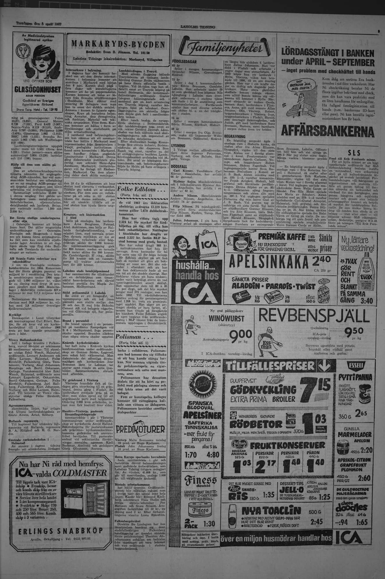 Laholms Tidning Torsdag 8 april 1965, sida 3