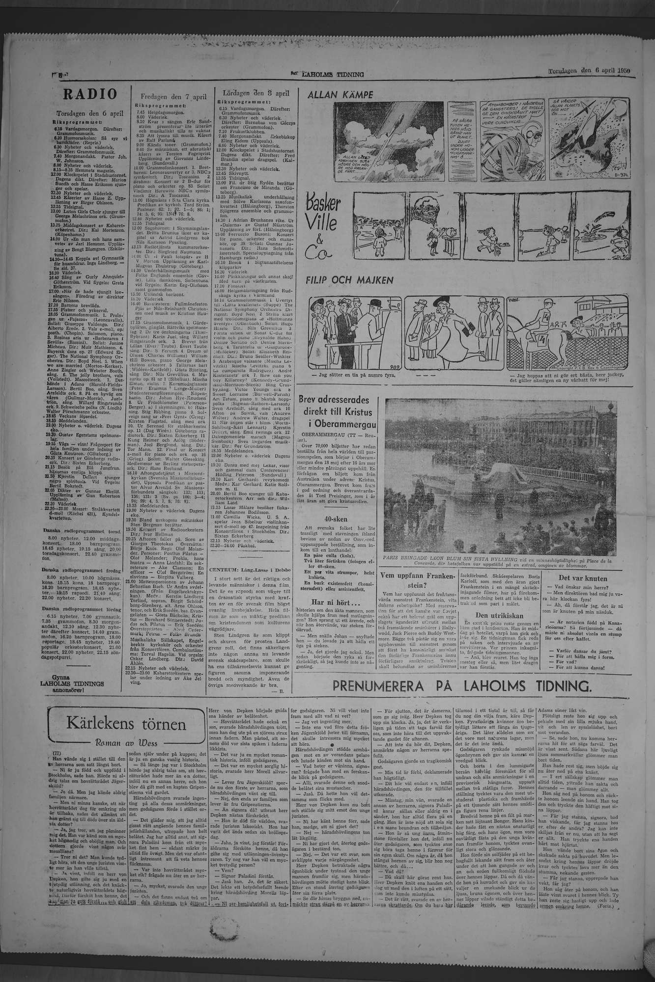 Laholms Tidning Torsdag 6 april 1950, sida 8