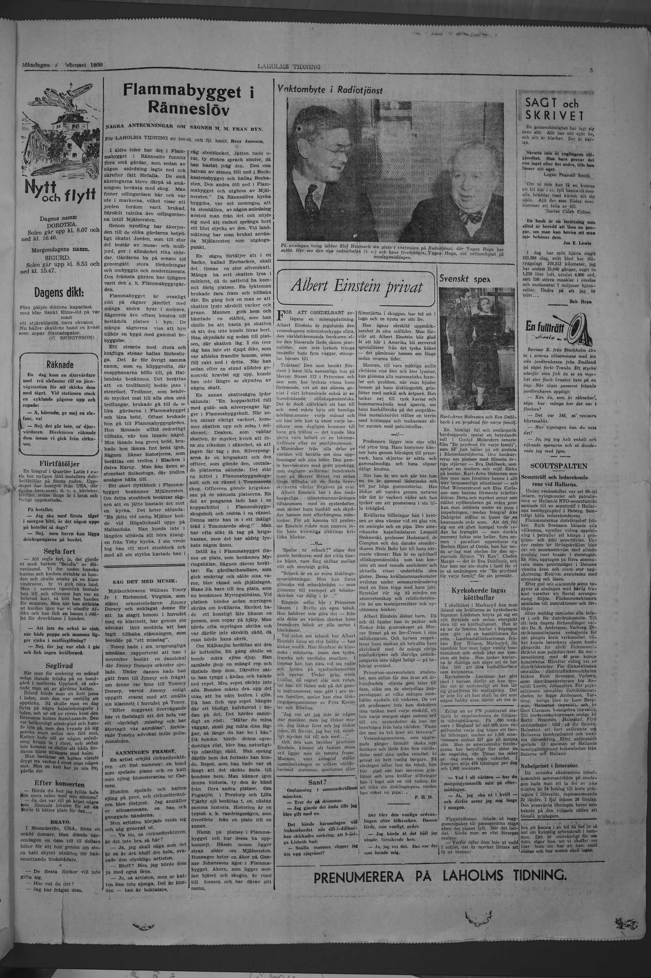 Laholms Tidning Måndag 6 februari 1950, sida 5