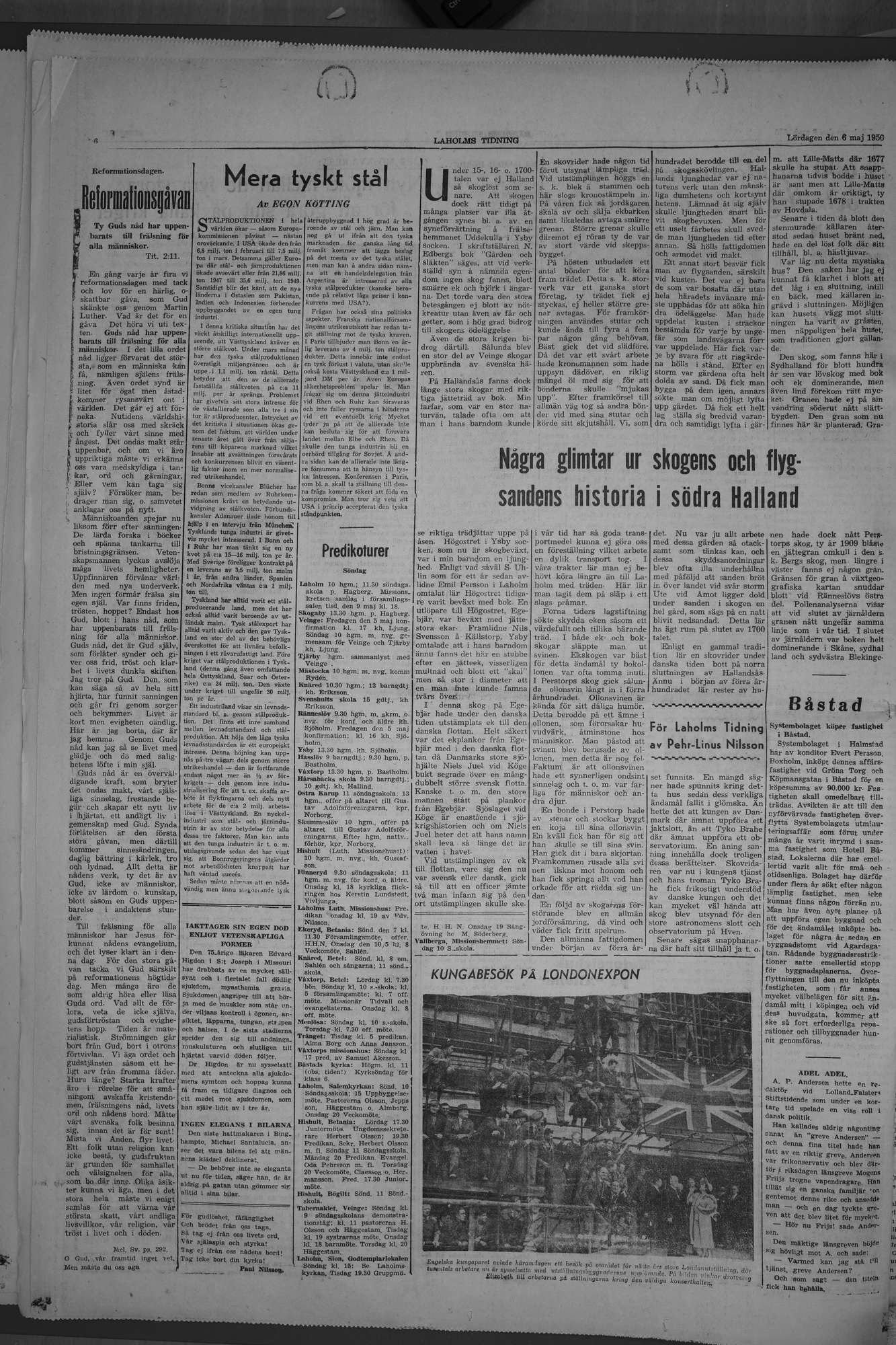 Laholms Tidning Lördag 6 maj 1950, sida 6