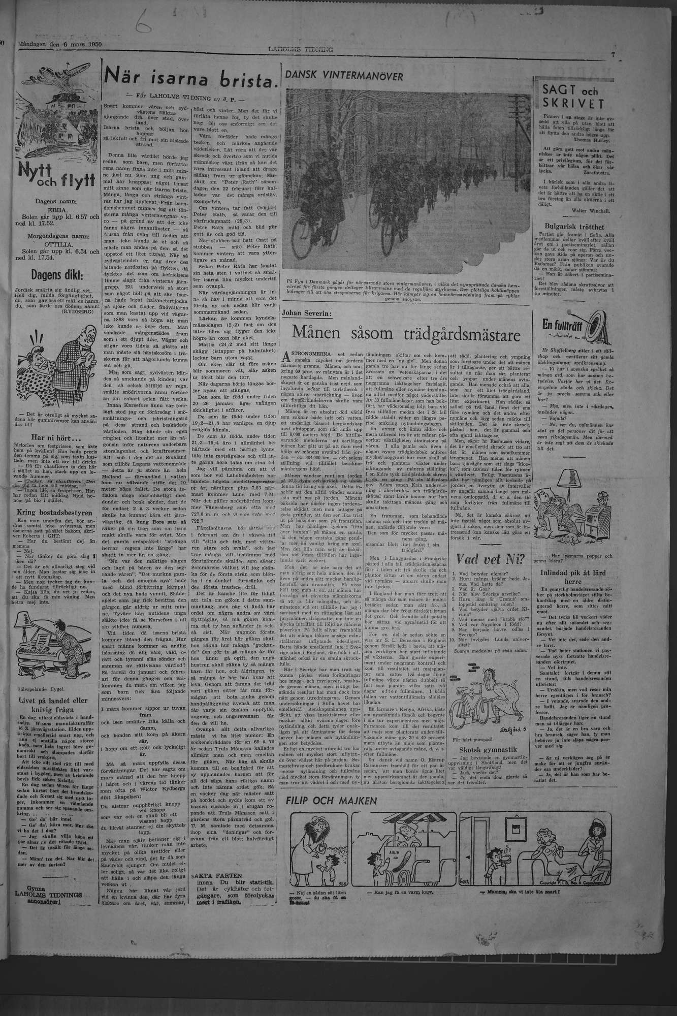 Laholms Tidning Måndag 6 mars 1950, sida 7