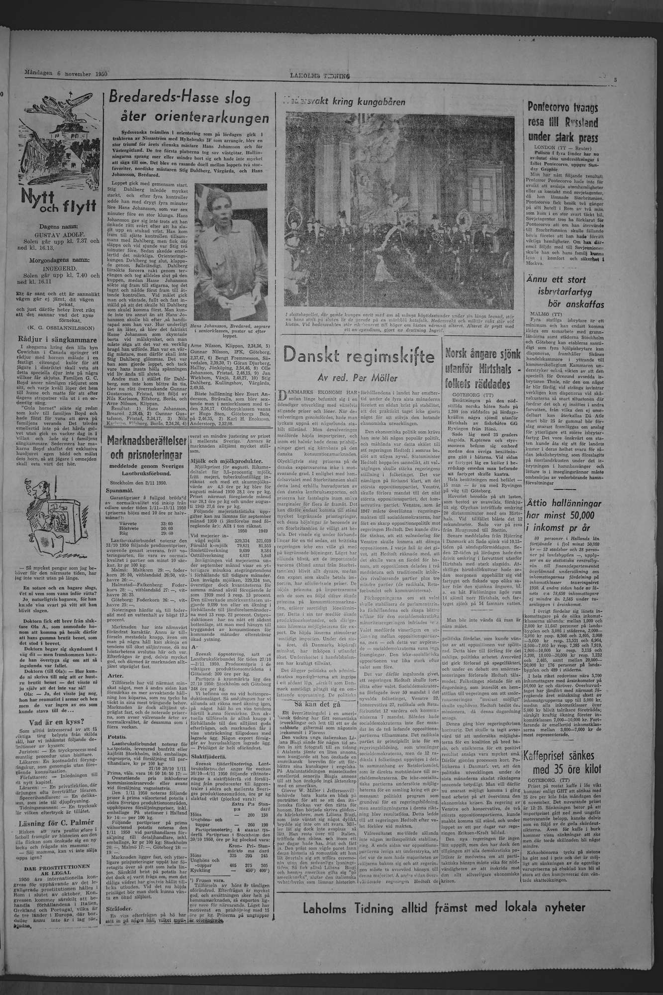 Laholms Tidning Måndag 6 november 1950, sida 5