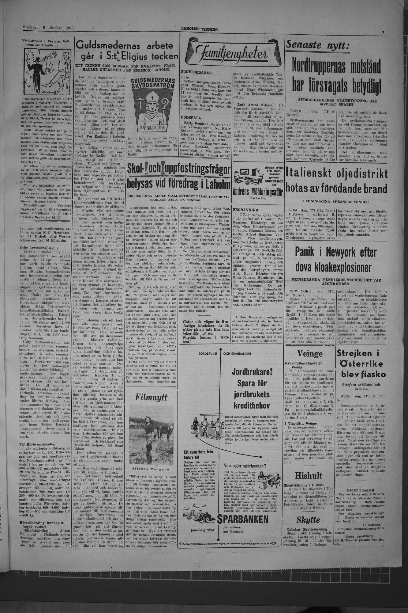 Laholms Tidning Fredag 6 oktober 1950, sida 3
