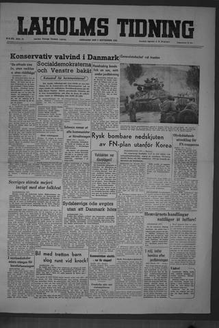 Förstasidan, Onsdag 6 september 1950
