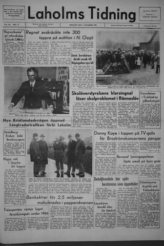 Förstasidan, Tisdag 2 november 1965