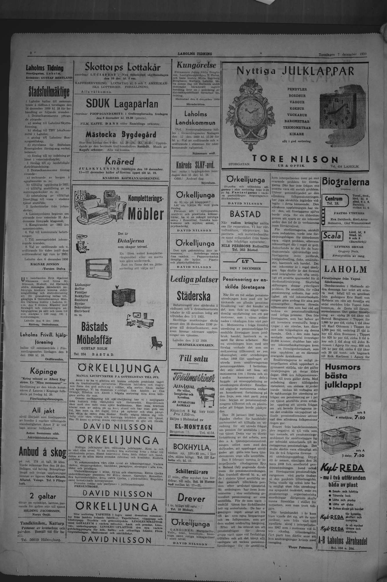 Laholms Tidning Torsdag 7 december 1950, sida 2