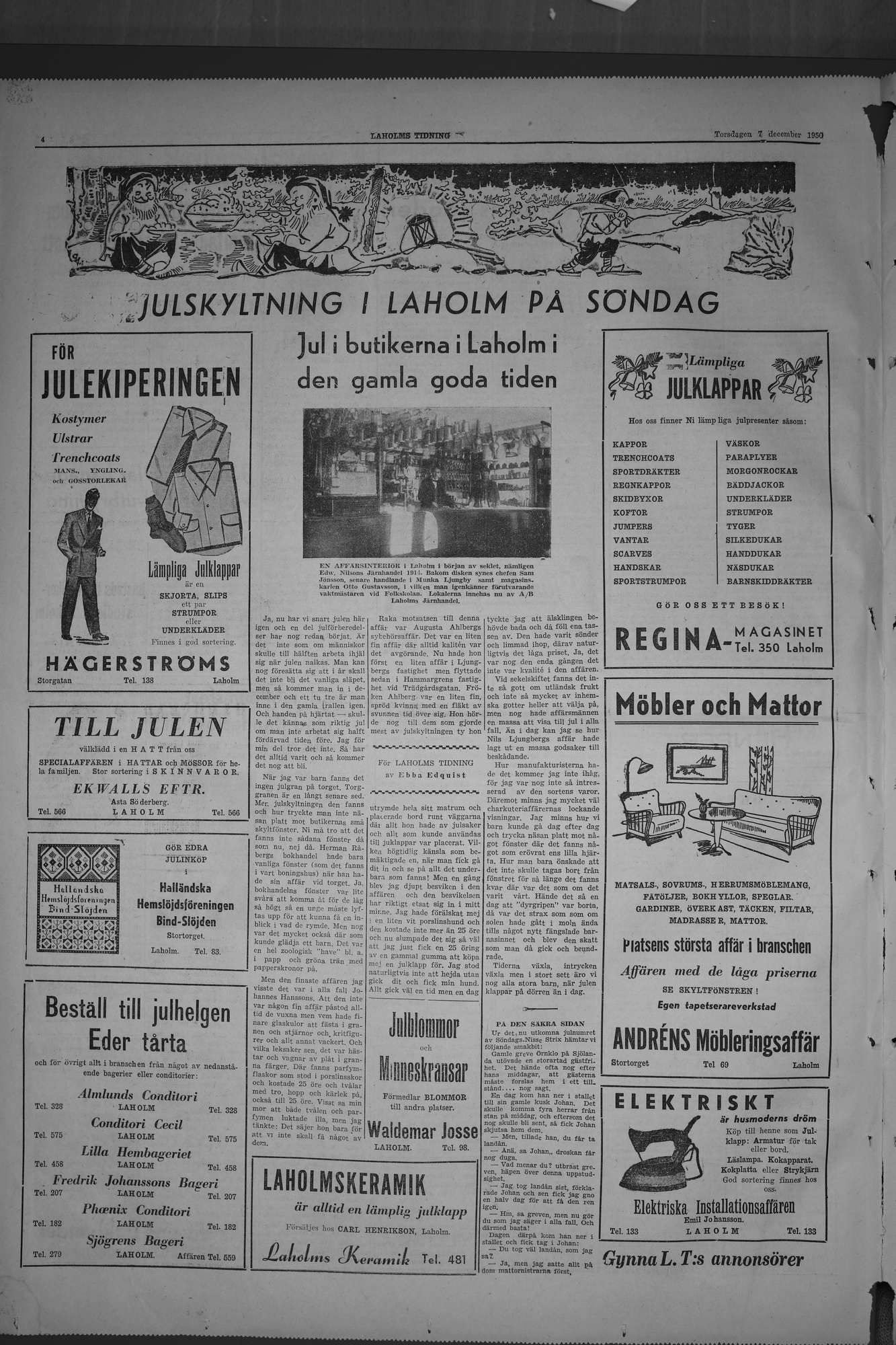 Laholms Tidning Torsdag 7 december 1950, sida 4