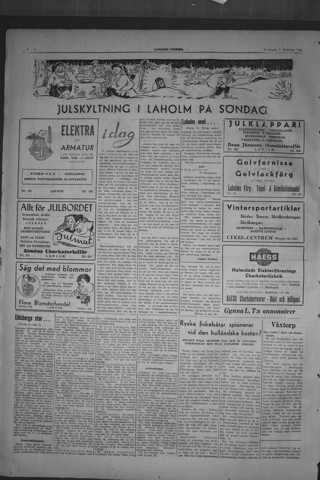 Laholms Tidning Torsdag 7 december 1950, sida 6