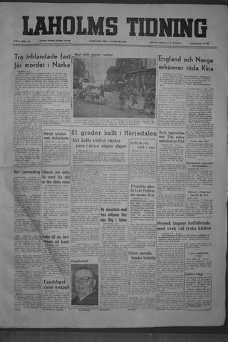 Förstasidan, Lördag 7 januari 1950