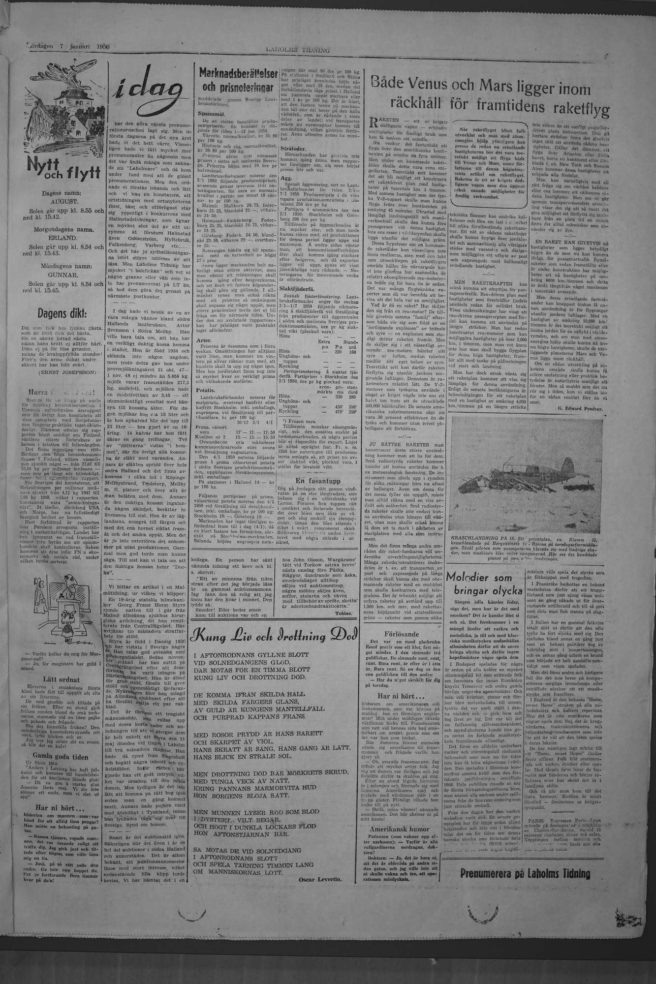 Laholms Tidning Lördag 7 januari 1950, sida 7
