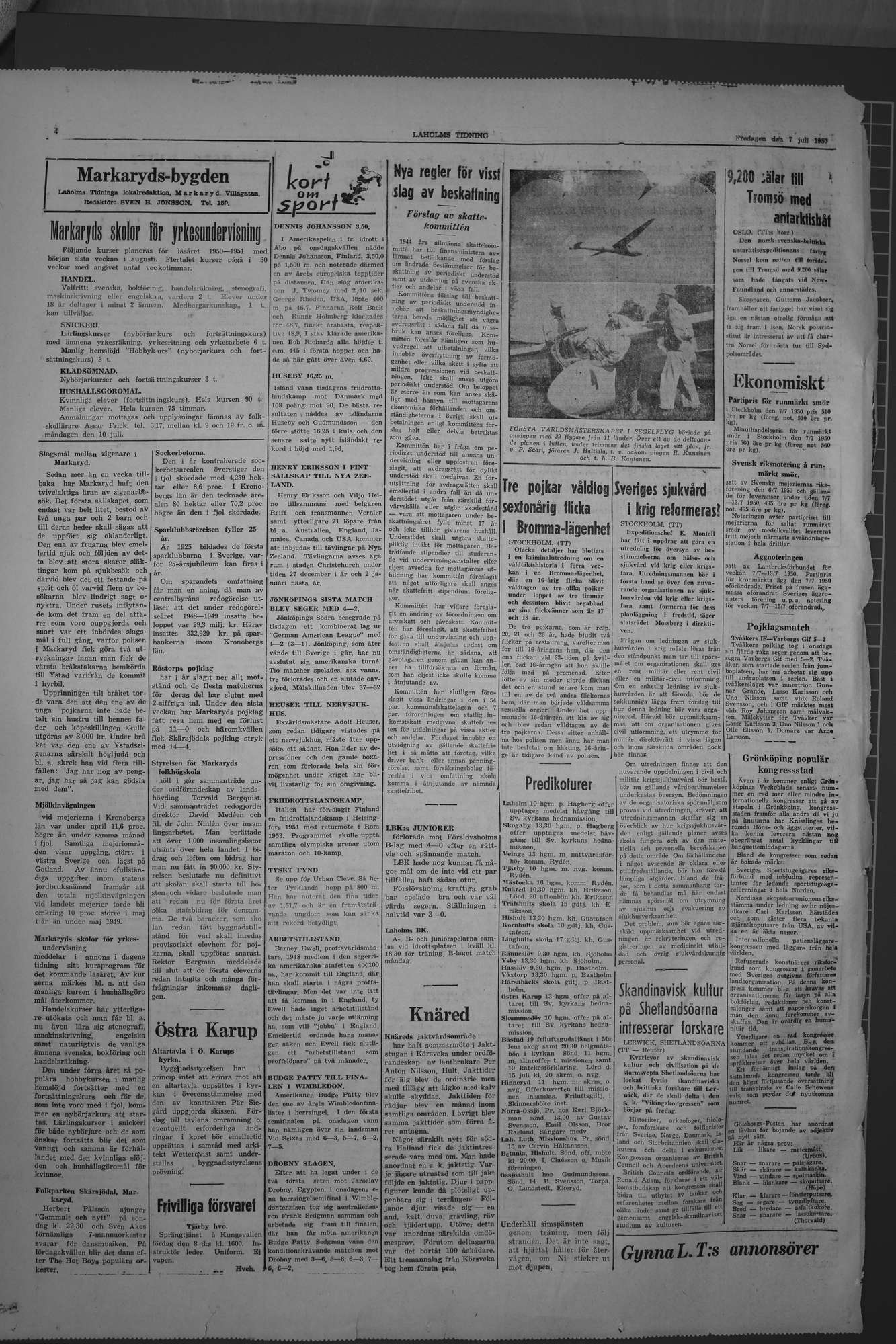 Laholms Tidning Fredag 7 juli 1950, sida 4