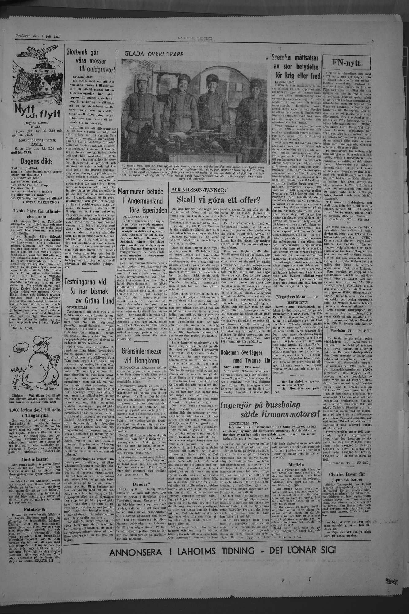 Laholms Tidning Fredag 7 juli 1950, sida 5