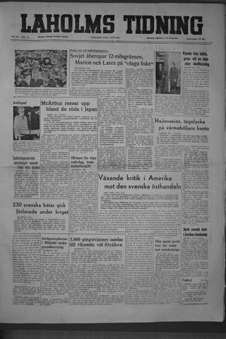 Förstasidan, Onsdag 7 juni 1950