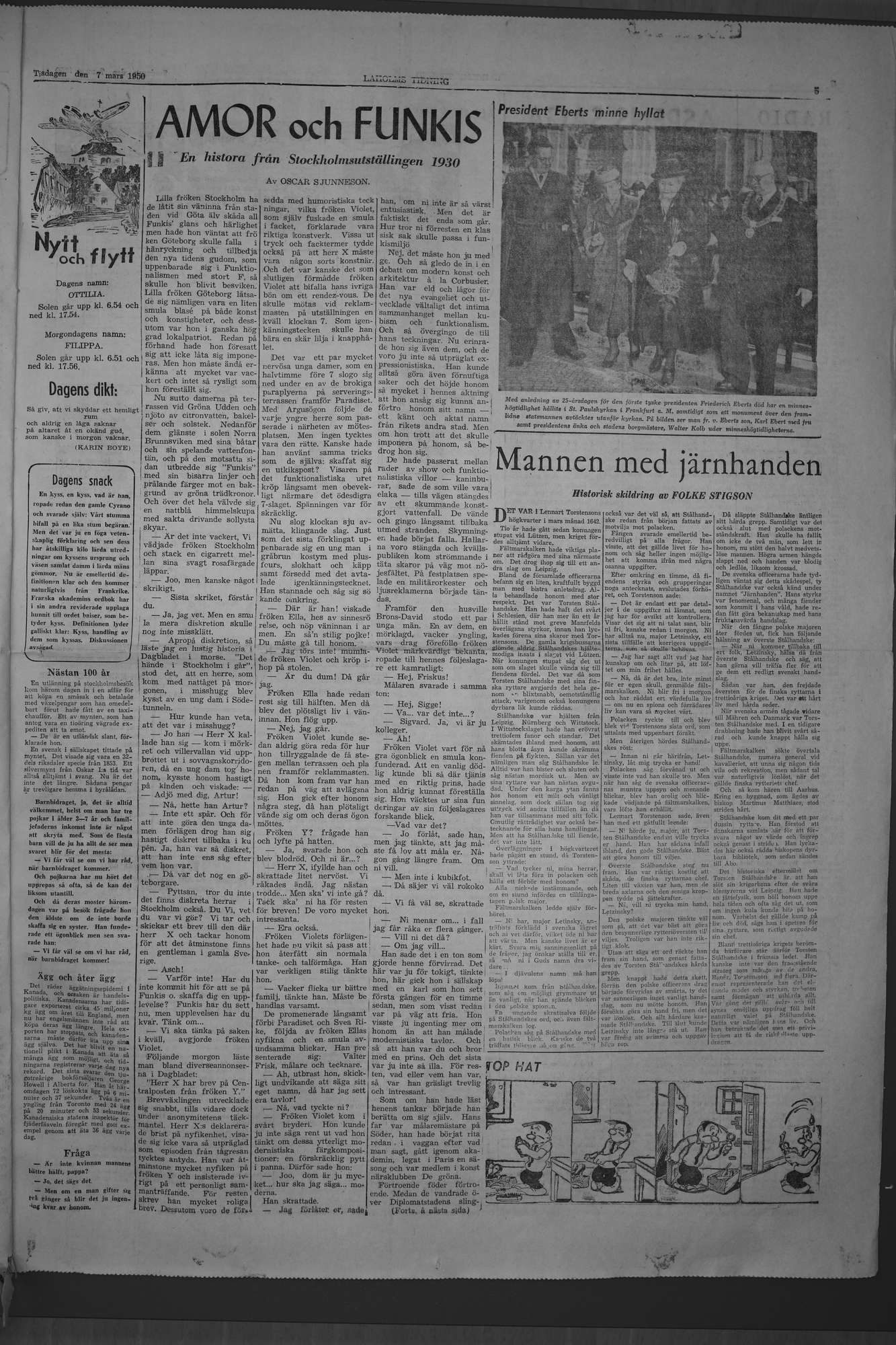 Laholms Tidning Tisdag 7 mars 1950, sida 5