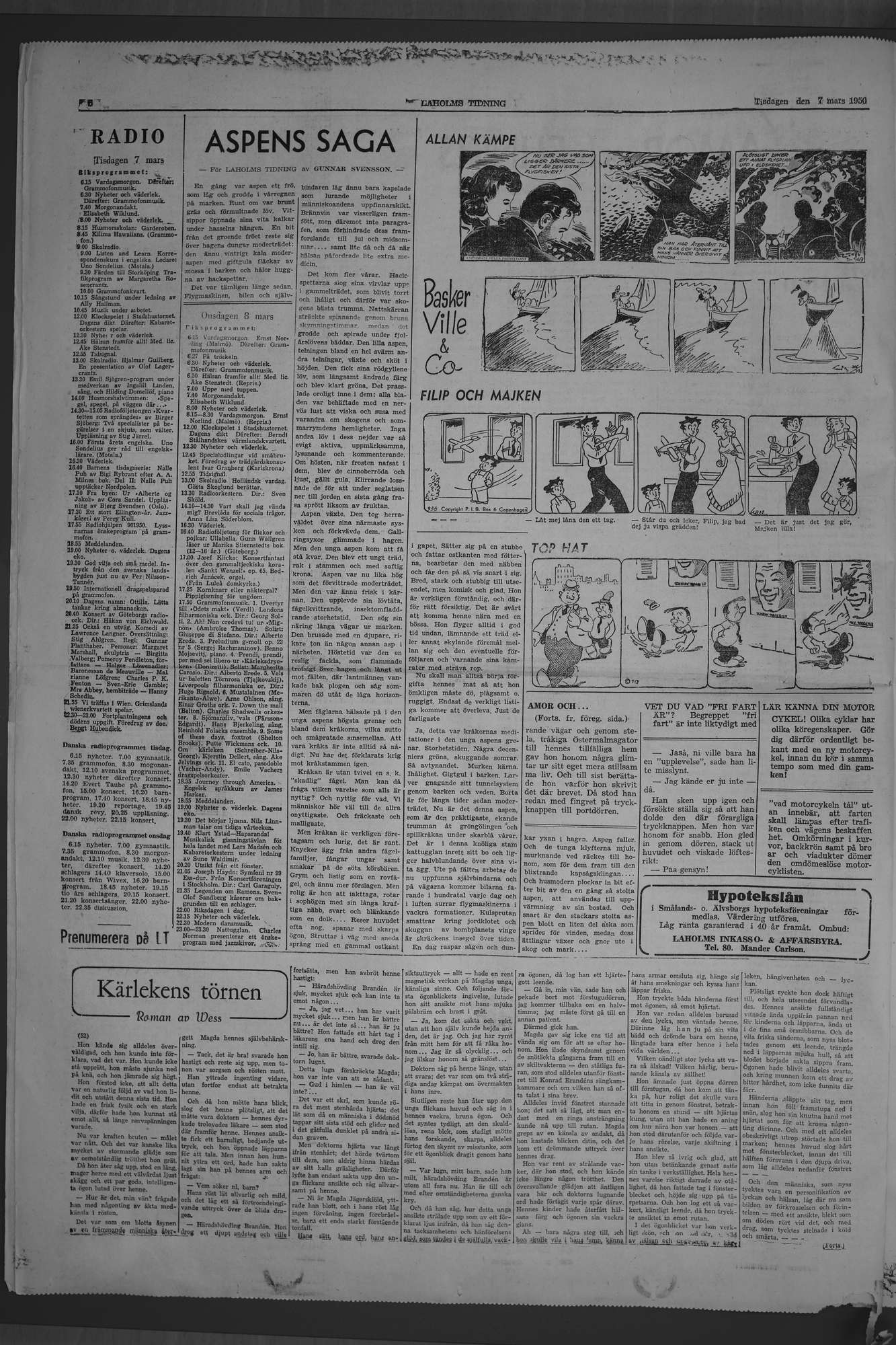 Laholms Tidning Tisdag 7 mars 1950, sida 6