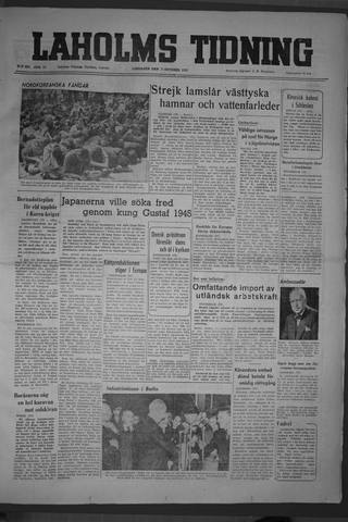 Förstasidan, Lördag 7 oktober 1950