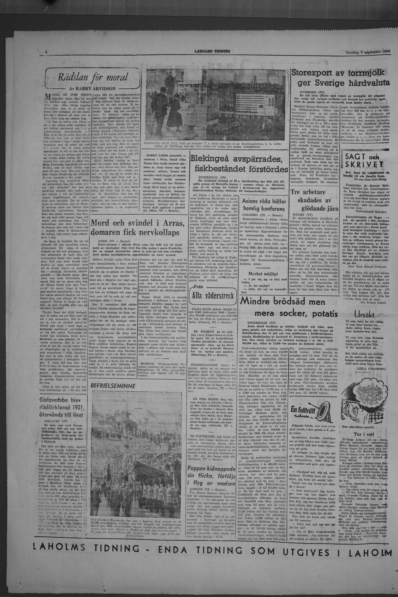 Laholms Tidning Torsdag 7 september 1950, sida 4