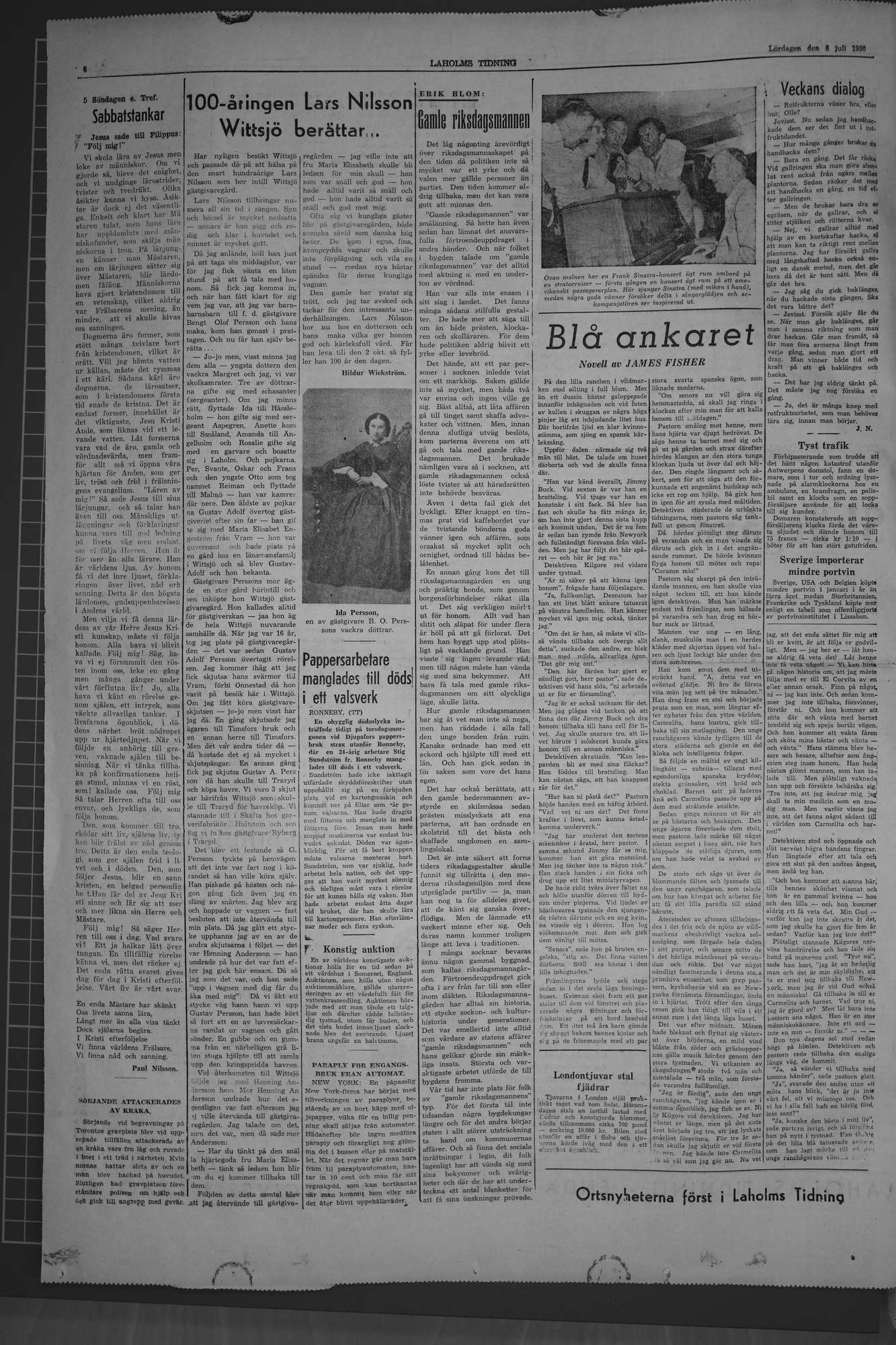 Laholms Tidning Lördag 8 juli 1950, sida 6