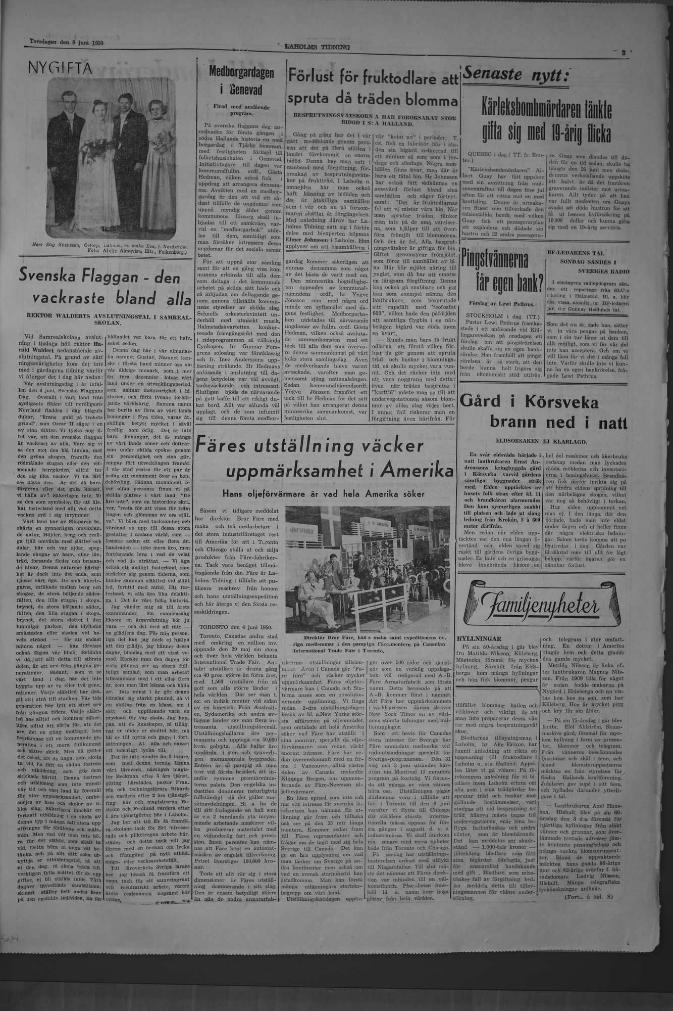 Laholms Tidning Torsdag 8 juni 1950, sida 3