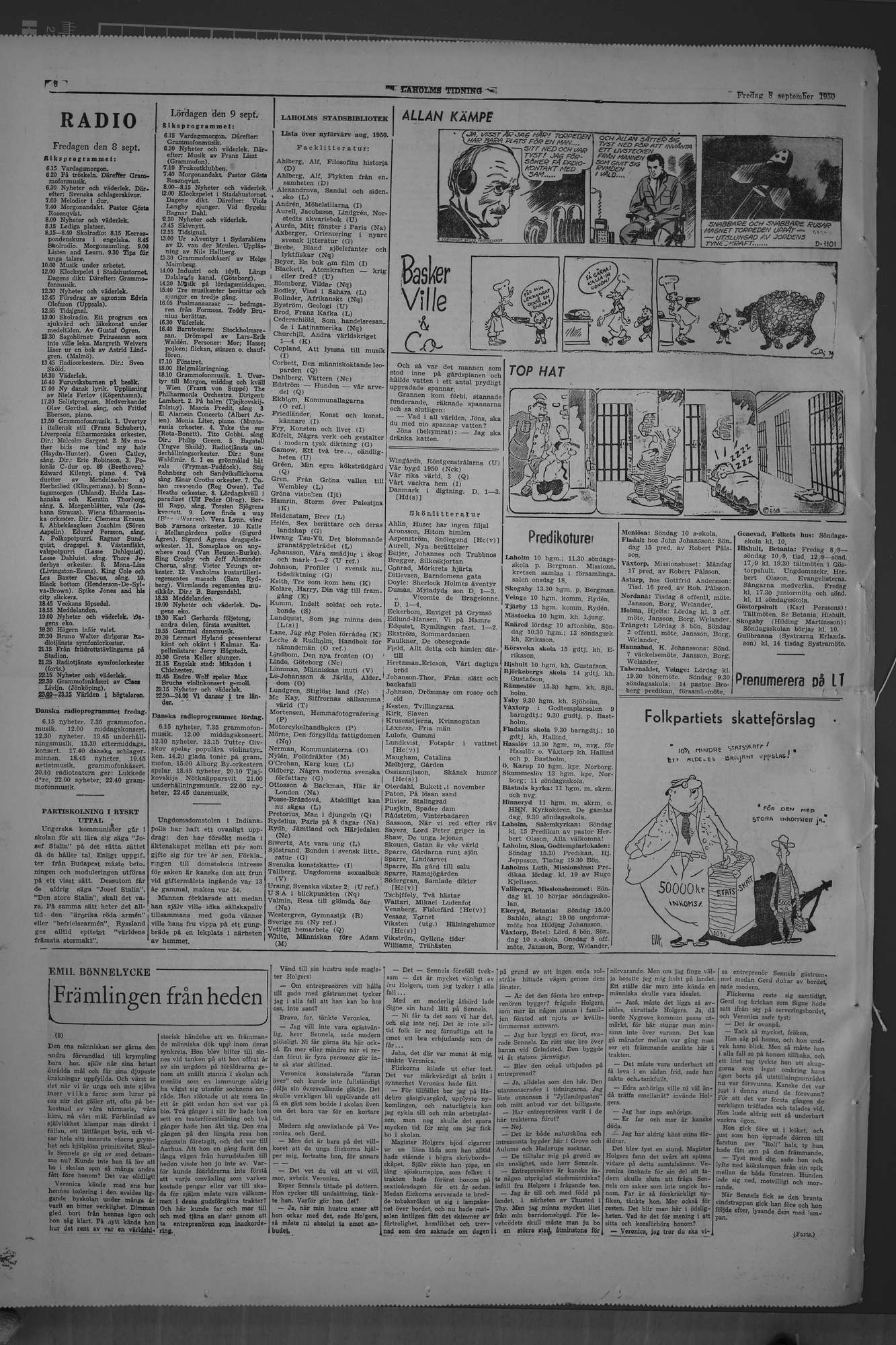 Laholms Tidning Fredag 8 september 1950, sida 8