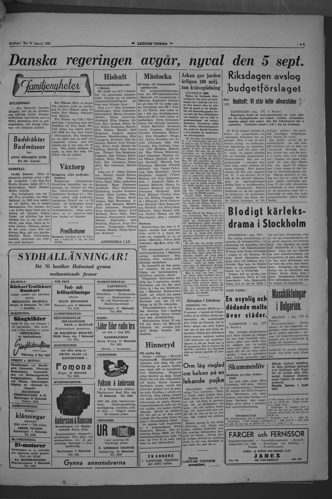 Laholms Tidning Onsdag 9 augusti 1950, sida 3