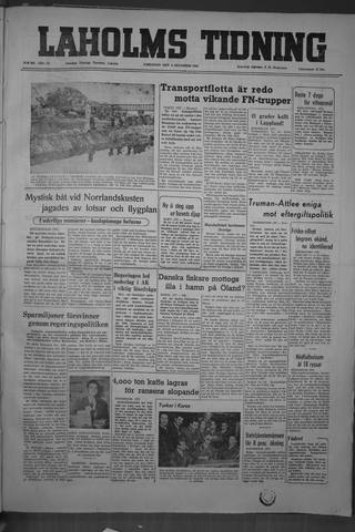 Förstasidan, Lördag 9 december 1950