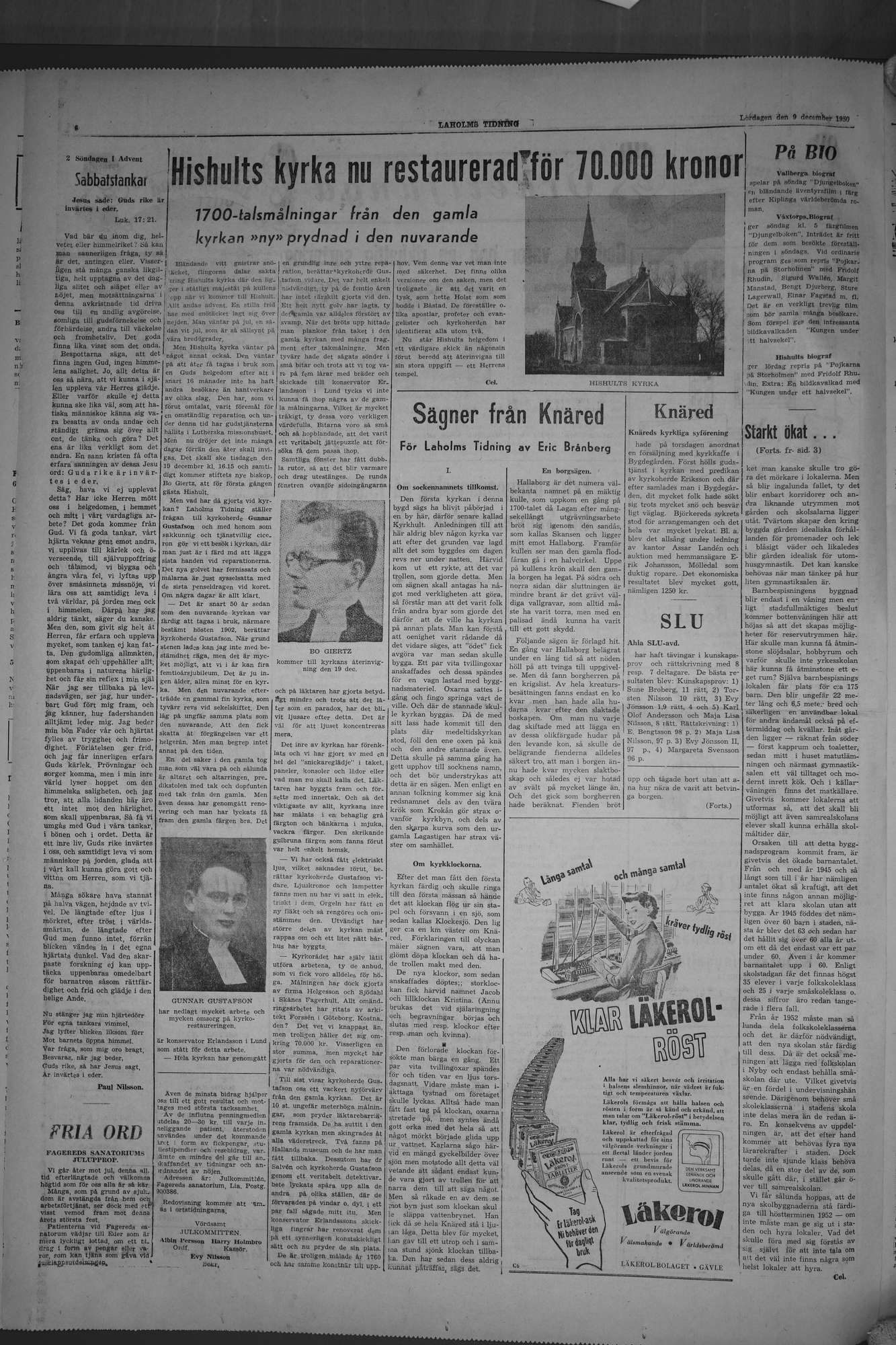 Laholms Tidning Lördag 9 december 1950, sida 6