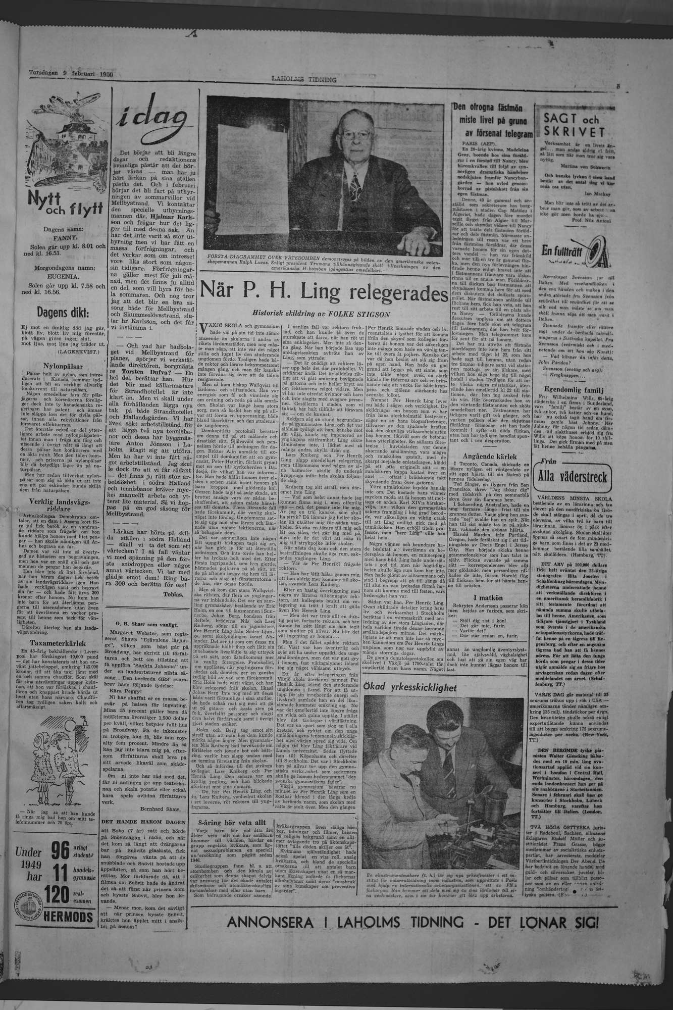 Laholms Tidning Torsdag 9 februari 1950, sida 5