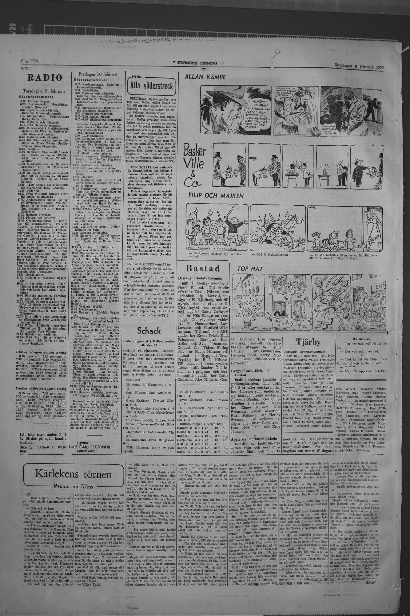Laholms Tidning Torsdag 9 februari 1950, sida 6