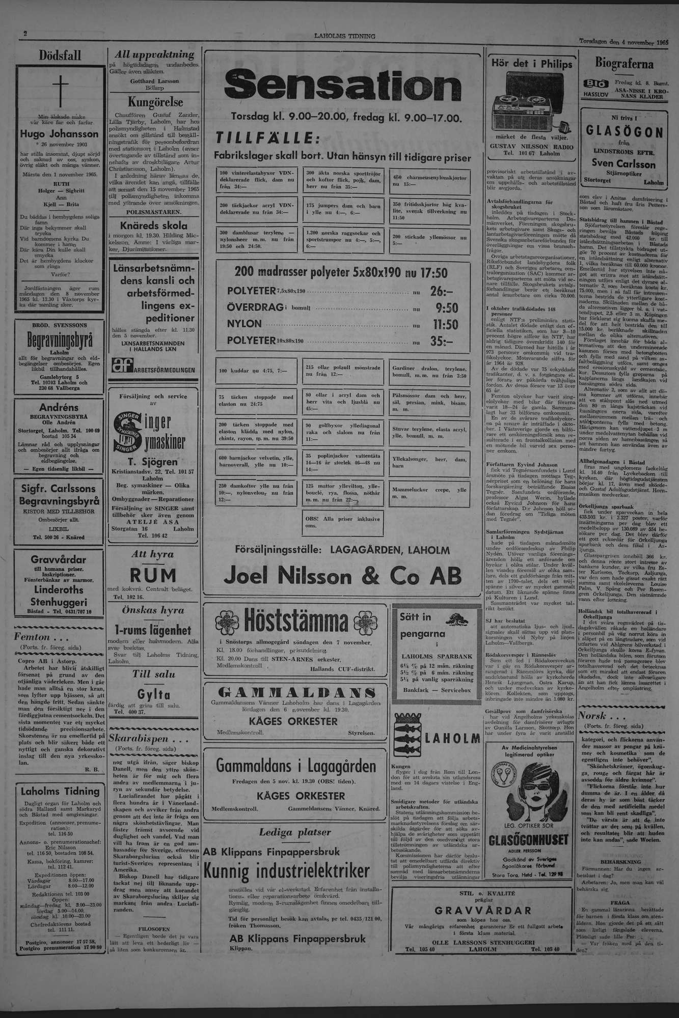 Laholms Tidning Torsdag 4 november 1965, sida 2