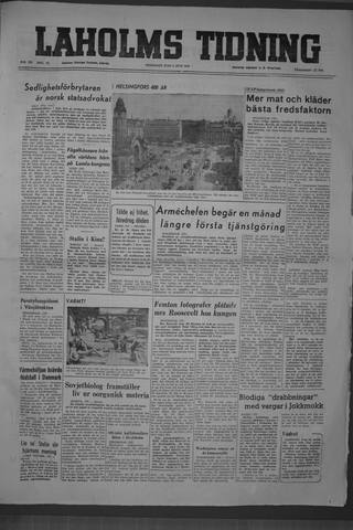 Förstasidan, Fredag 9 juni 1950