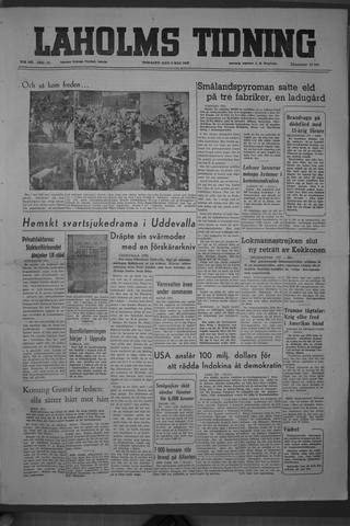 Förstasidan, Tisdag 9 maj 1950