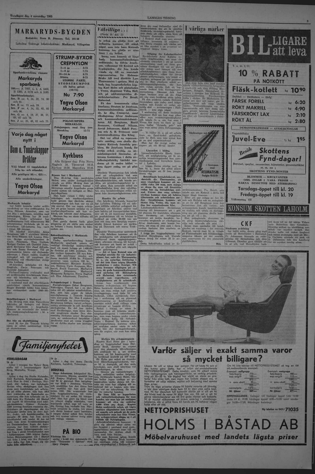 Laholms Tidning Torsdag 4 november 1965, sida 3