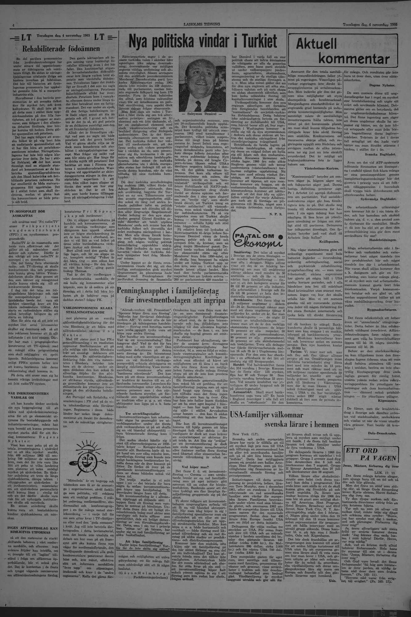 Laholms Tidning Torsdag 4 november 1965, sida 4