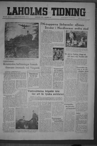 Förstasidan, Måndag 9 oktober 1950