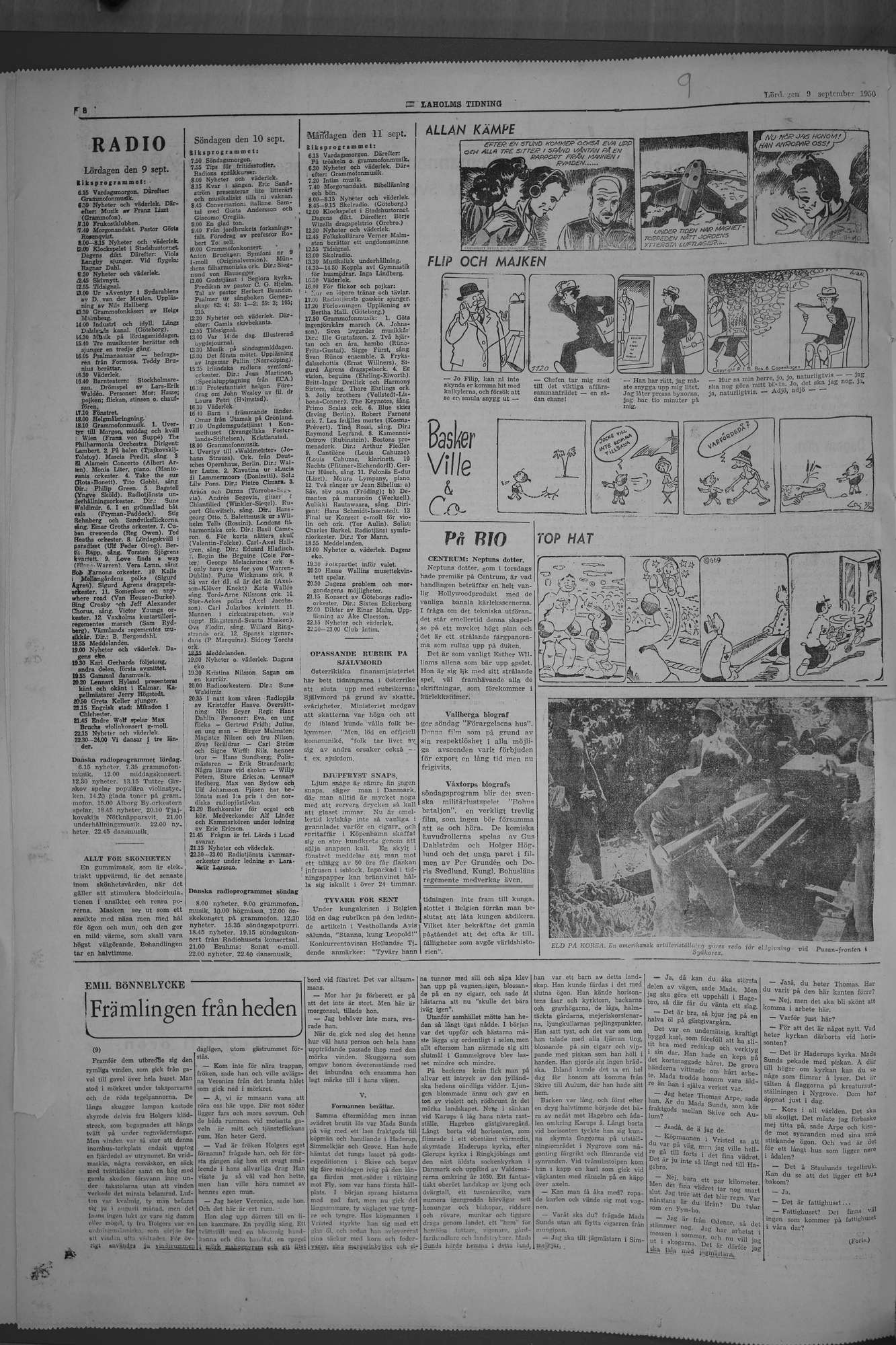 Laholms Tidning Lördag 9 september 1950, sida 8
