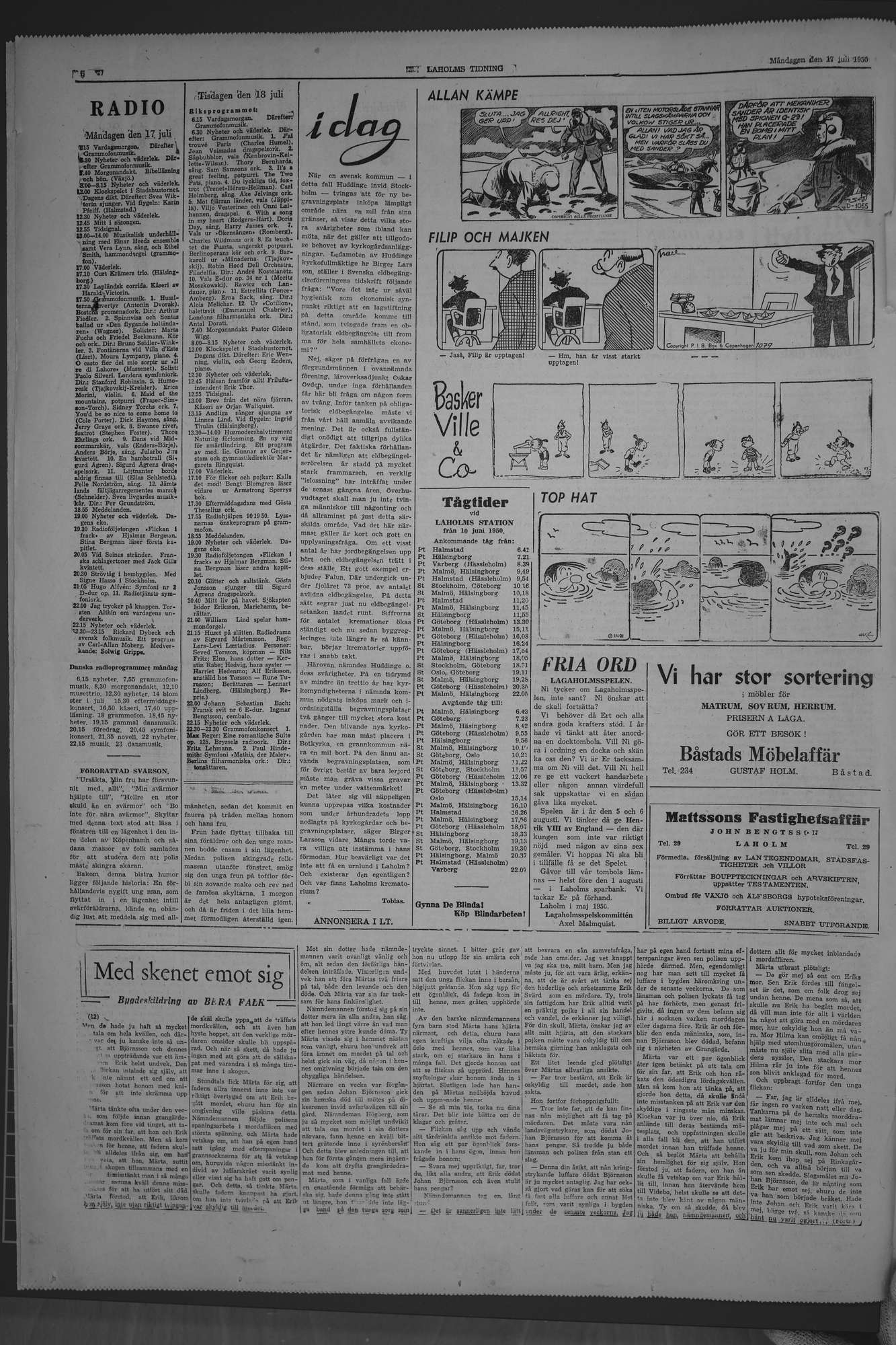 Laholms Tidning Måndag 17 juli 1950, sida 6