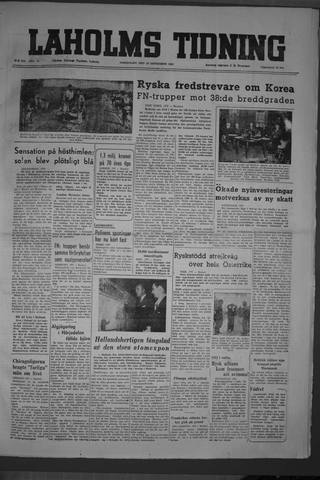 Förstasidan, Torsdag 28 september 1950