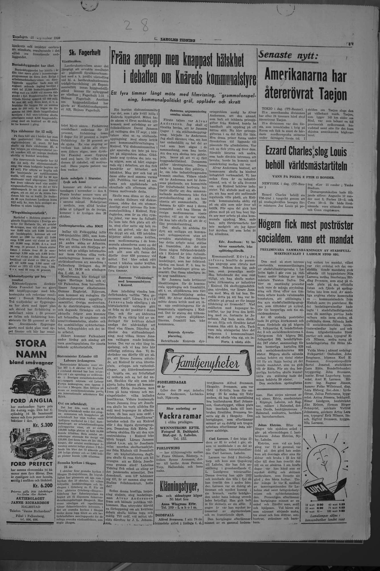 Laholms Tidning Torsdag 28 september 1950, sida 3