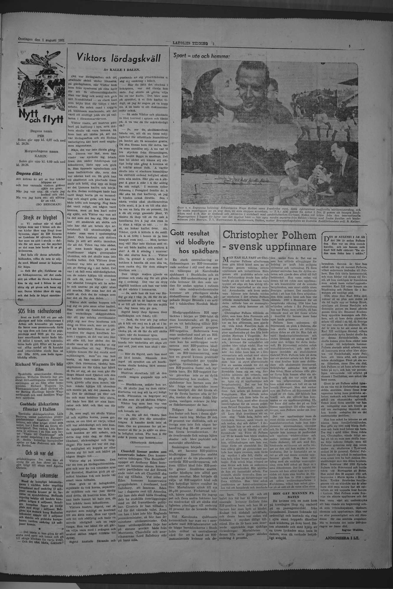Laholms Tidning Onsdag 1 augusti 1951, sida 5