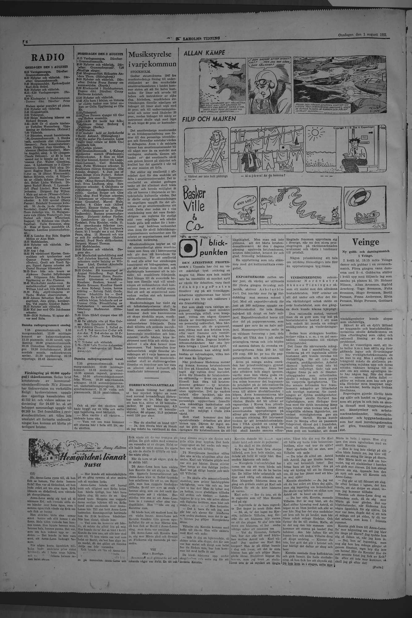 Laholms Tidning Onsdag 1 augusti 1951, sida 6
