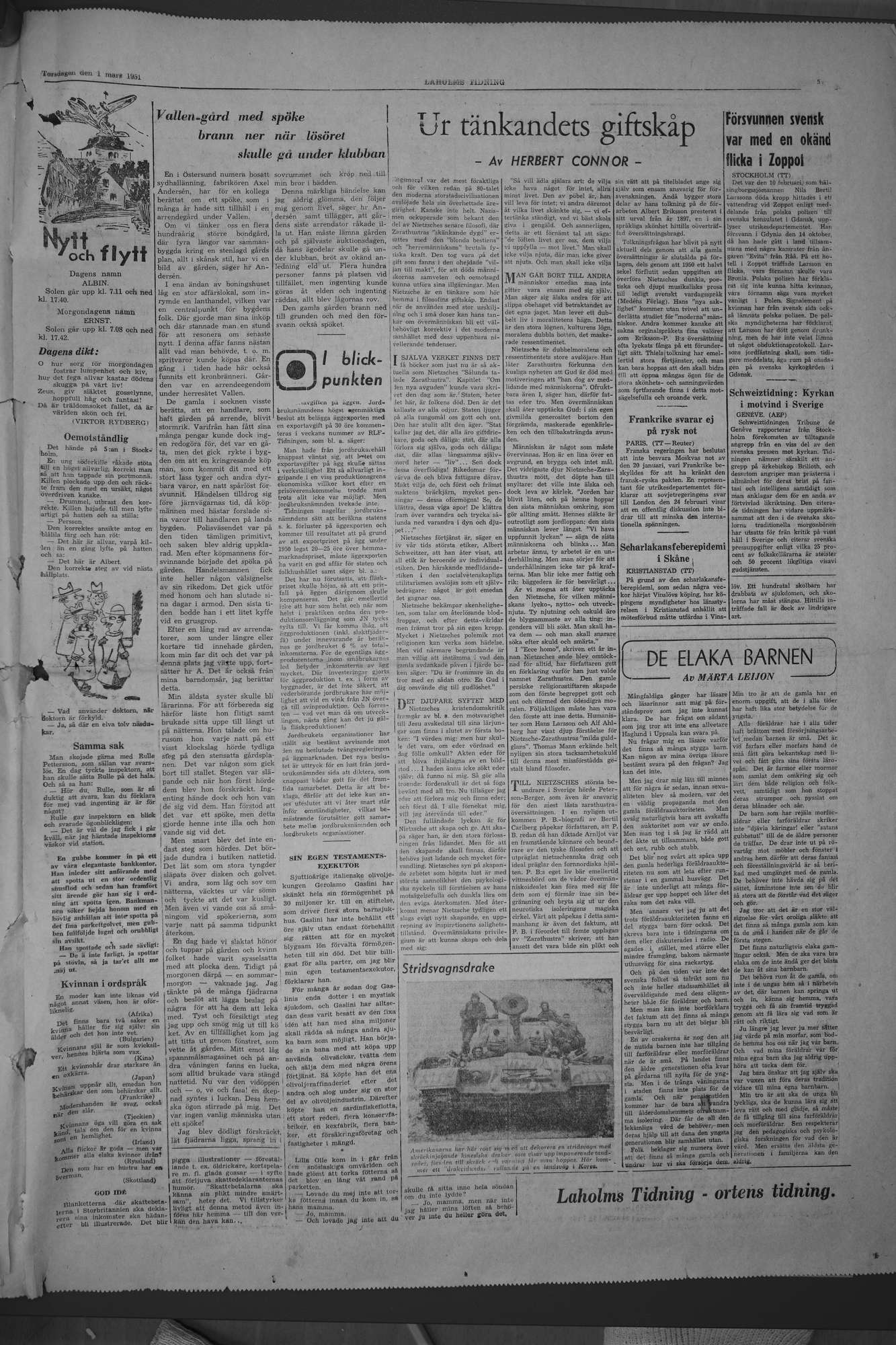 Laholms Tidning Torsdag 1 mars 1951, sida 5