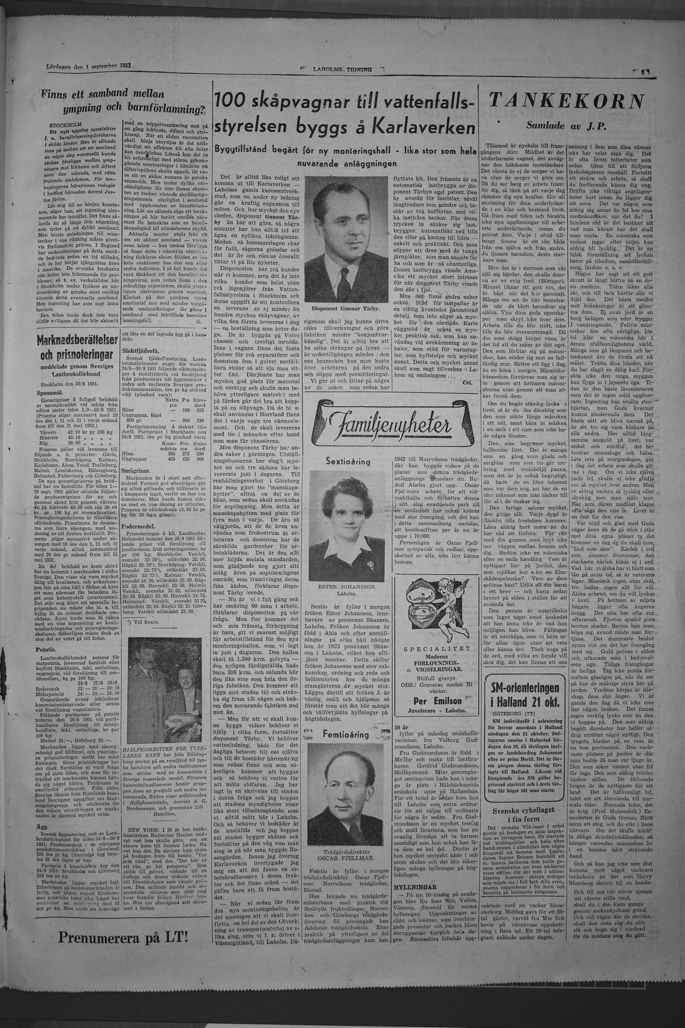 Laholms Tidning Lördag 1 september 1951, sida 5