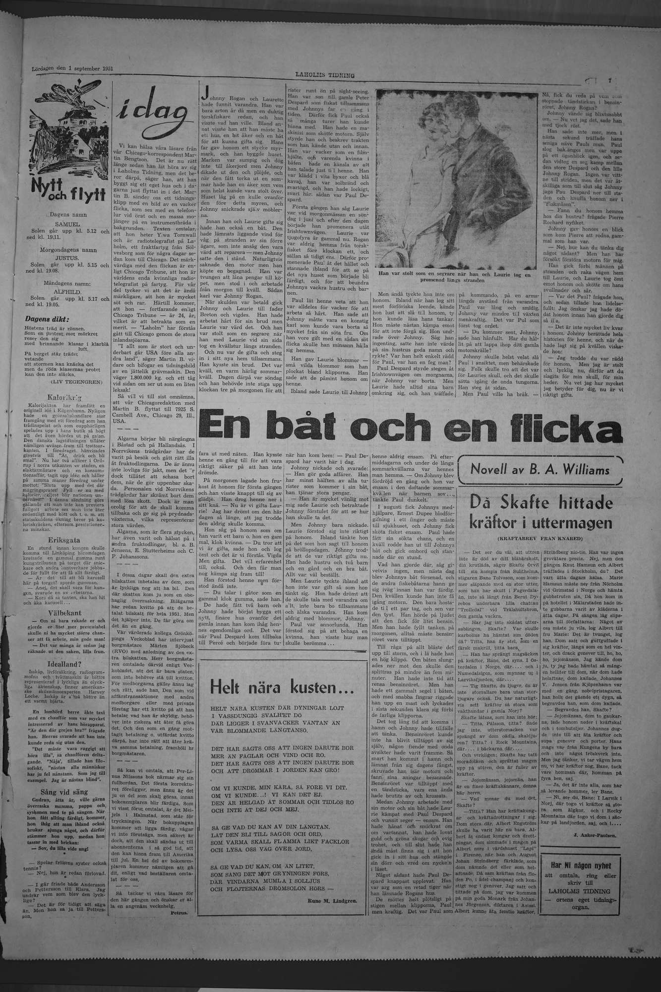 Laholms Tidning Lördag 1 september 1951, sida 7