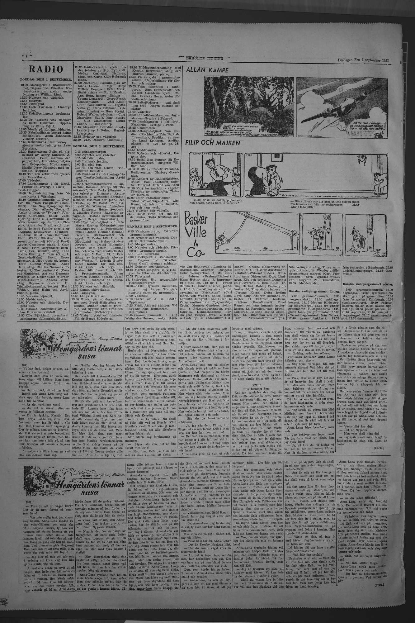 Laholms Tidning Lördag 1 september 1951, sida 8