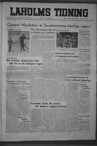 Förstasidan, Tisdag 10 april 1951