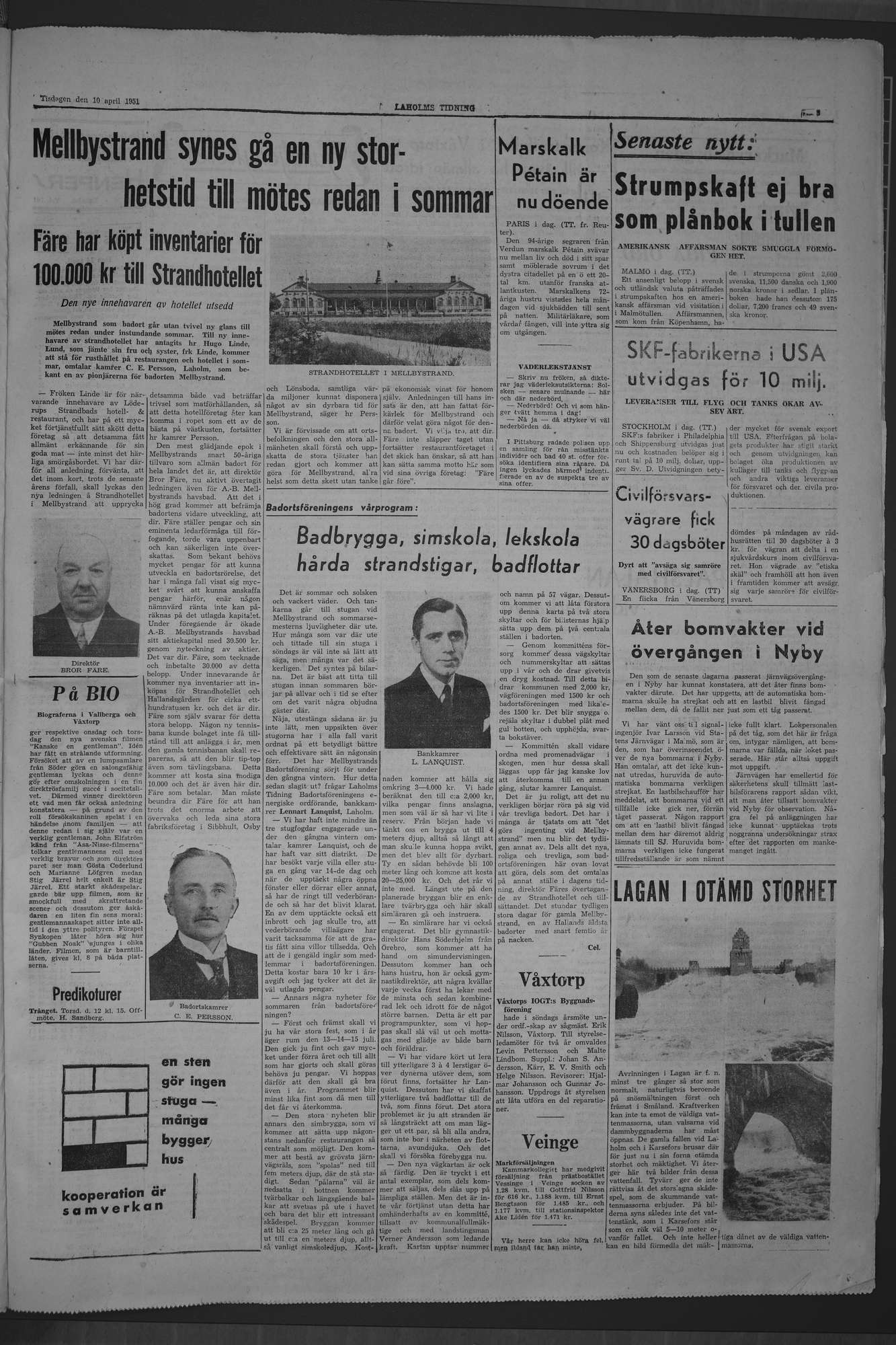 Laholms Tidning Tisdag 10 april 1951, sida 3